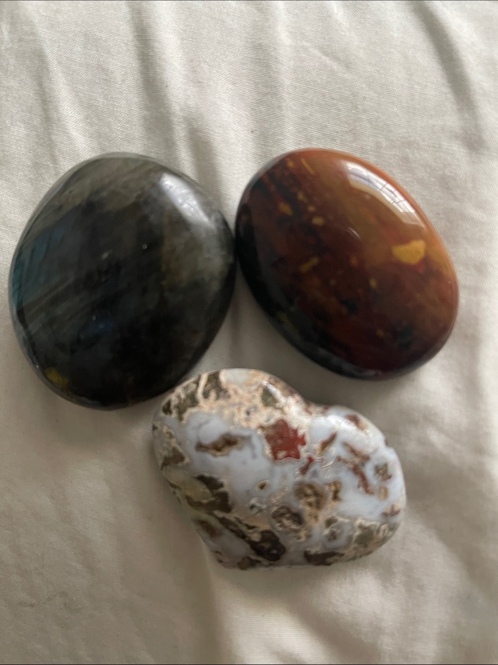 Polished Jasper and Agate Pocket Stones - Brown, Black, White